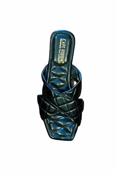 Cape Robbin Women's Alanis Criss Cross Quilted Band Sandal In Black