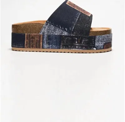 Cape Robbin Women's Hacha Platform Slide Sandal In Blue Denim
