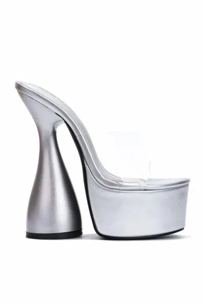 Cape Robbin Women's Inji Thick Platform Heels In Silver