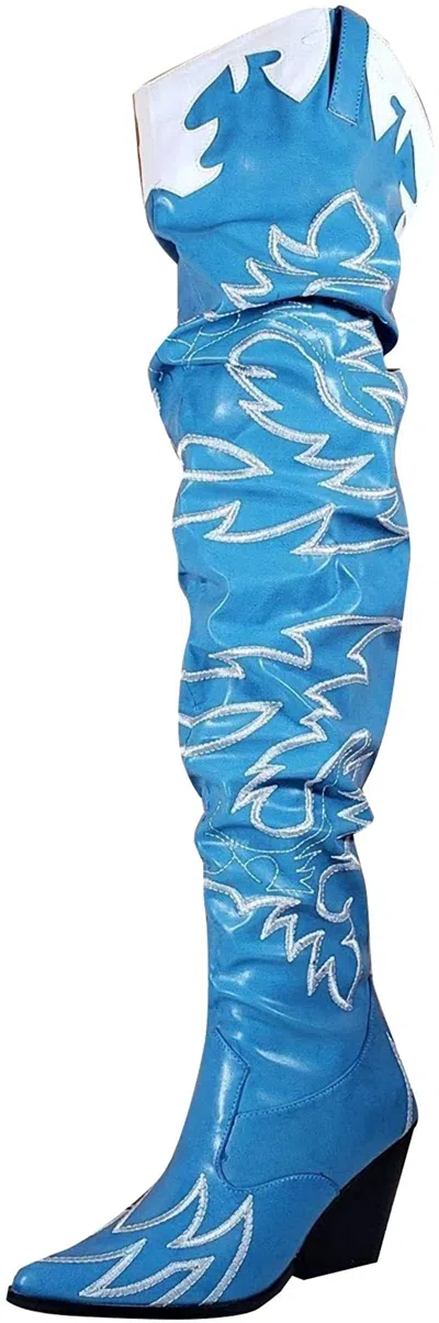 Cape Robbin Women's Kelsey Rock Star Western Thigh Boot In Blue Stitch