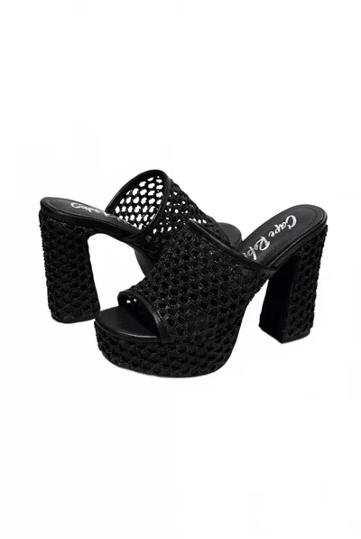 Cape Robbin Women's Margette Knit High Block Heels In Black