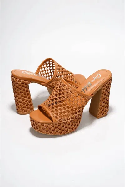 Cape Robbin Women's Margette Knit High Block Heels In Rust In Brown