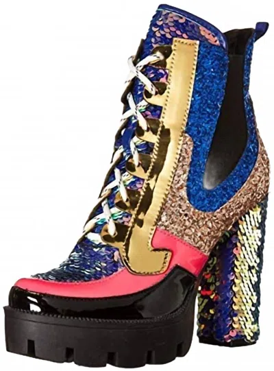 Cape Robbin Women's Nell Glitter Chunky Boot In Mermaid In Multi