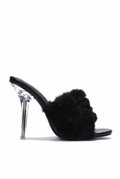 Cape Robbin Women's Obrey Fur Clear High Heels In Black