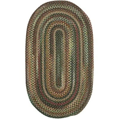 Capel Inc. Capel American Traditions Braided Wool 27"x46" Indoor Oval Accent Rug In Green