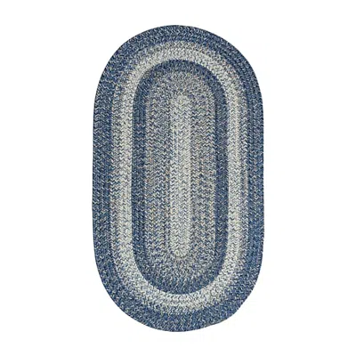 Capel Inc. Winthrop Banded Braided Reversible Indoor Outdoor Oval Area Rug In Blue