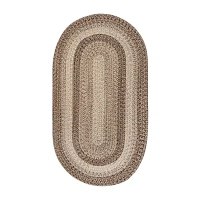 Capel Inc. Winthrop Banded Braided Reversible Indoor Outdoor Oval Area Rug In Brown