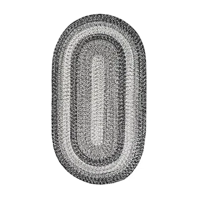 Capel Inc. Winthrop Banded Braided Reversible Indoor Outdoor Oval Area Rug In Gray