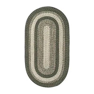 Capel Inc. Winthrop Banded Braided Reversible Indoor Outdoor Oval Area Rug In Green