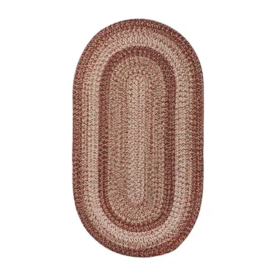 Capel Inc. Winthrop Banded Braided Reversible Indoor Outdoor Oval Area Rug In Red