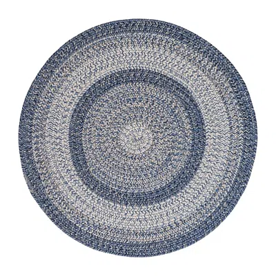 Capel Inc. Winthrop Banded Braided Reversible Indoor Outdoor Round Area Rug In Blue