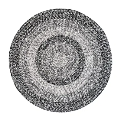 Capel Inc. Winthrop Banded Braided Reversible Indoor Outdoor Round Area Rug In Gray
