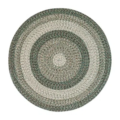 Capel Inc. Winthrop Banded Braided Reversible Indoor Outdoor Round Area Rug In Green