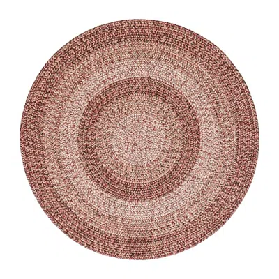 Capel Inc. Winthrop Banded Braided Reversible Indoor Outdoor Round Area Rug In Red