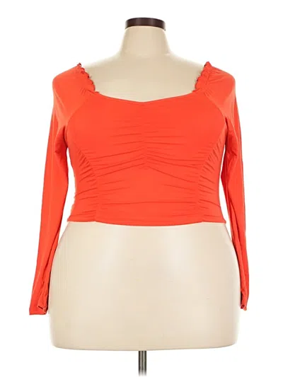 Pre-owned Capella Apparel 3/4 Sleeve Top Orange Sweetheart Neckline Tops