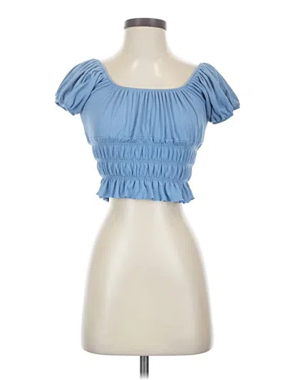 Pre-owned Capella Apparel Short Sleeve Top Blue Sweetheart Neckline Tops