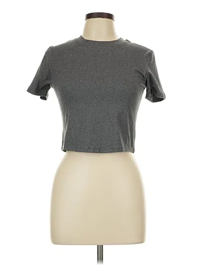 Pre-owned Capella Apparel Short Sleeve Top Gray Mock Neckline Tops