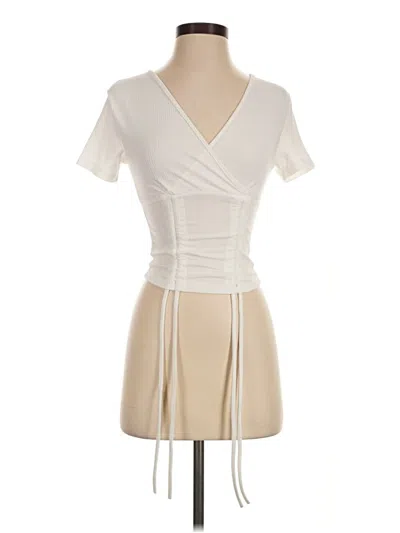 Capella Apparel Short Sleeve Top Ivory Plunge Neckline Tops