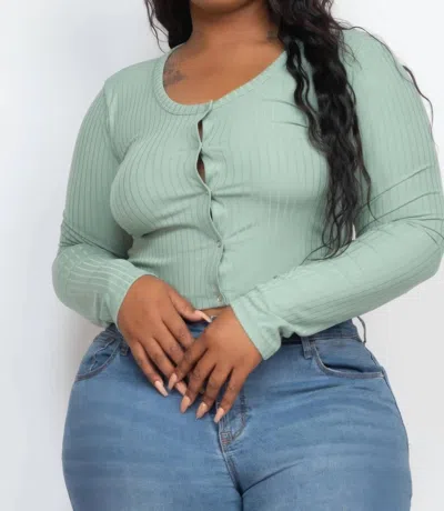 Capella Button Up Cropped Top - Plus In Green Bay