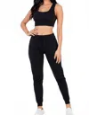 Capella French Terry Cropped Tank Top & Joggers Set In Black In Black