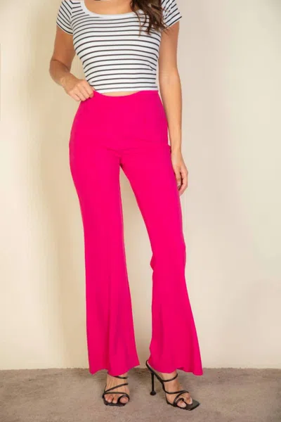 Capella High Waist Stretch Crepe Flare Pants In Fuchsia In Pink