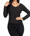 Capella Ruched Chest Detail Ribbed In Black In Black