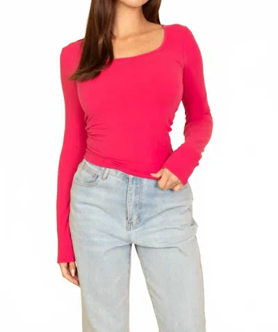 Capella Square Neck Long Sleeve Top In Fuchsia In Pink