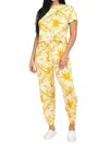 Capella Tie-dye Crop Top & Jogger Pants Set In Yellow In Yellow