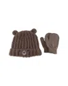 Capelli Boys' Bear Rib Knit Cuff Hat & Mitten Set - Baby In Brown Combo