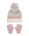 Capelli Girls' 2 Piece Pom Hat & Gloves Set - Little Kid, Big Kid In Ivory Multi