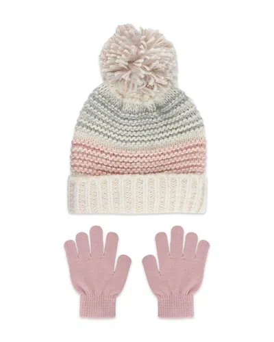 Capelli Girls' 2 Piece Pom Hat & Gloves Set - Little Kid, Big Kid In Ivory Multi