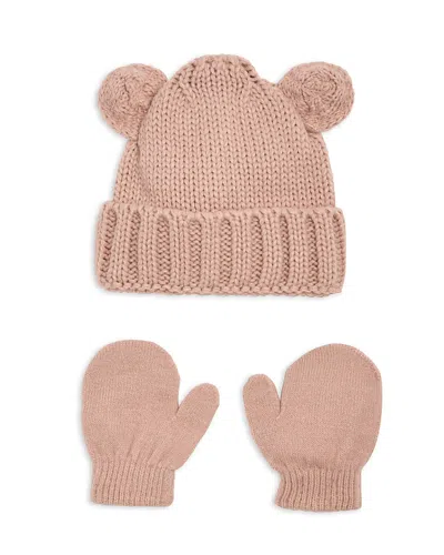 Capelli Girls' Bear Knit Hat & Magic Mittens Set - Baby In Pink