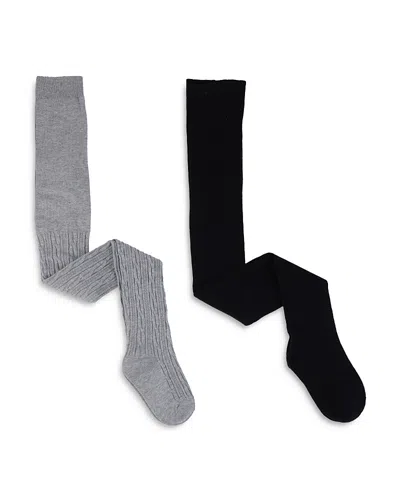 Capelli Girls' Cable & Solid Knit Tights, 2 Pack - Little Kid, Big Kid In Gray