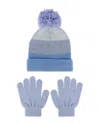 Capelli Girls' Color Blocked Pom Hat & Gloves Set - Little Kid, Big Kid In Cool Combo