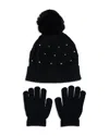Capelli Girls' Diamond Knit Pom Hat & Magic Glove Set - Little Kid, Big Kid In Black