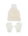 Capelli Girls' Fuzzy Rib Knit Beanie With Faux Pearls & Gloves Set - Little Kid, Big Kid In White