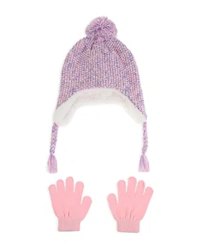 Capelli Girls' Multi Color Hat & Gloves Set - Big Kid In Light Pink
