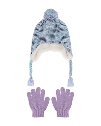 Capelli Girls' Space Dye Earflap Hat & Mitten Set - Little Kid, Big Kid In Cool Combo