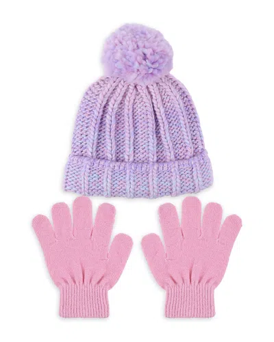 Capelli Girls' Space Dye Iceland Mixed Stitch Cuff Hat & Mittens - Little Kid, Big Kid In Pink Combo