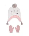 Capelli Girls' Sweet Unicorn Faux Fur Earflap Hat & Mittens - Little Kid In Ivory