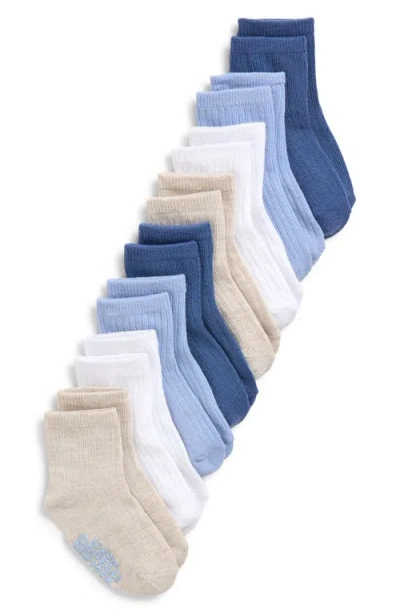 Capelli New York Kids'  Assorted 8-pack Rib Grippy Crew Socks In Blue