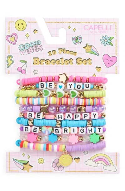 Capelli New York Kids' 10-pack Be Happy Assorted Beaded Bracelets In Multi