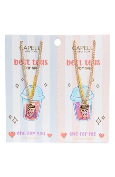 Capelli New York Kids' 2-pack Best Tea Friendship Necklaces In Gold