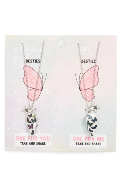 Capelli New York Kids' 2-pack Bff Butterfly Pendant Necklaces In White Multi