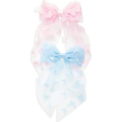 Capelli New York Kids' 2-pack Butterfly Bow Clips In Pink Pale Multi