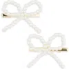 Capelli New York Kids' 2-pack Imitation Pearl Bow Hair Clips In Gold Combo