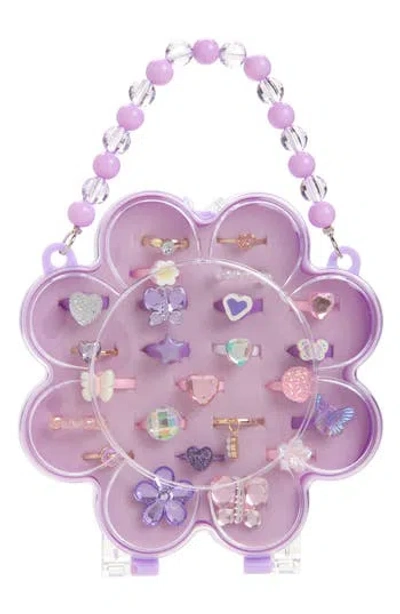 Capelli New York Kids' 24-piece Butterfly Ring Flower Box Set In Purple