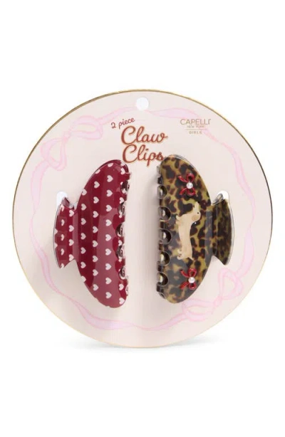 Capelli New York Kids' 2-pack Claw Clips In Brown