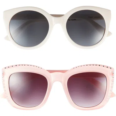 Capelli New York Kids' 2-pack Round & Crystal Embellished Cat Eye Sunglasses In Multi