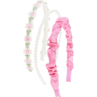 Capelli New York Kids' 3-pack Assorted Headbands In Pink